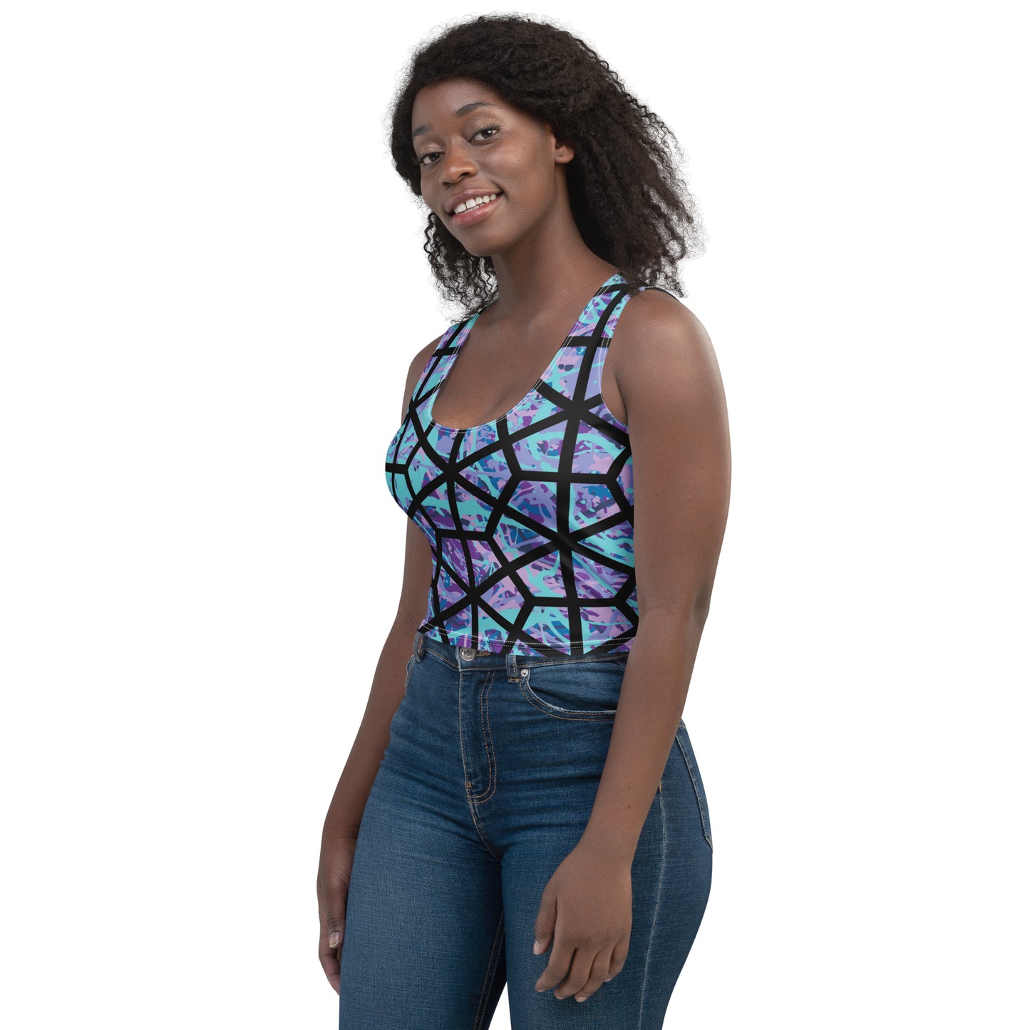 Women's Crop Top IcePurple8 Plex Deltiod TriHex
