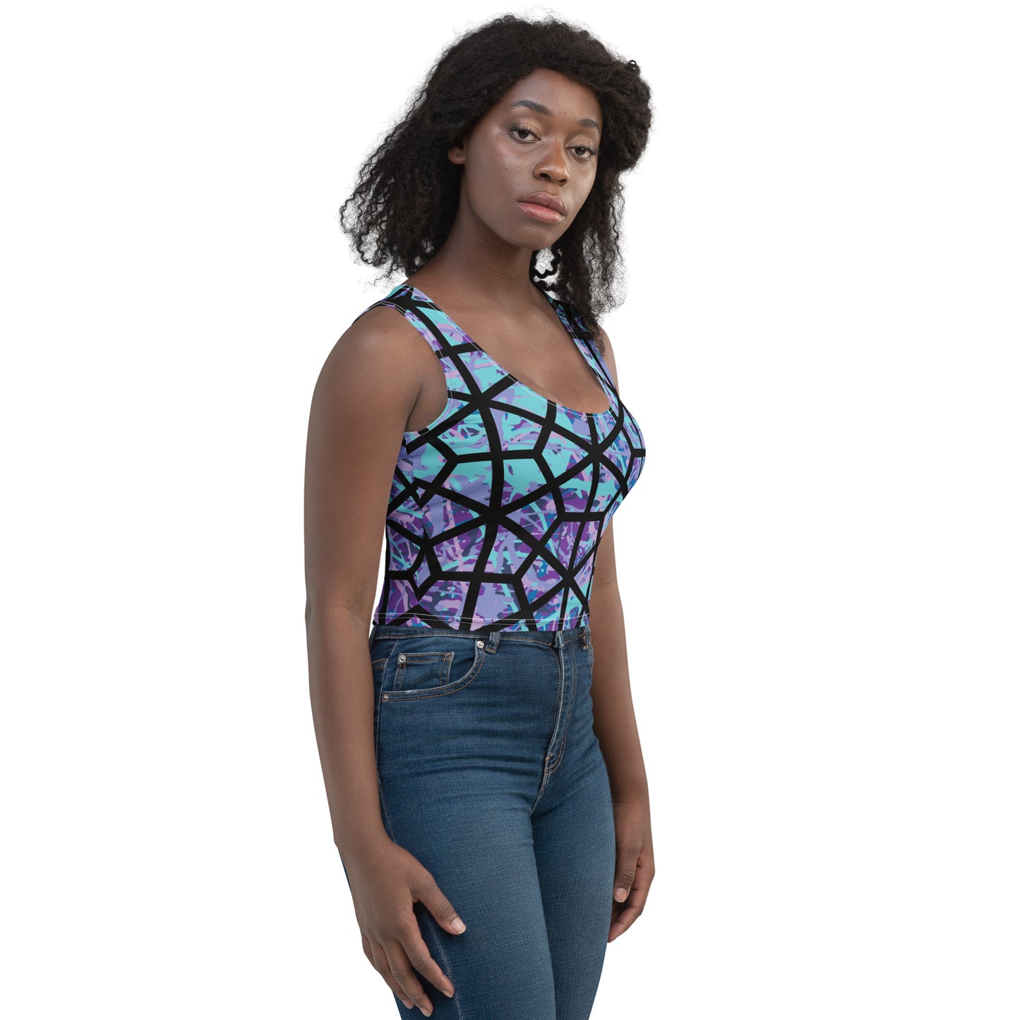 Women's Crop Top IcePurple8 Plex Deltiod TriHex