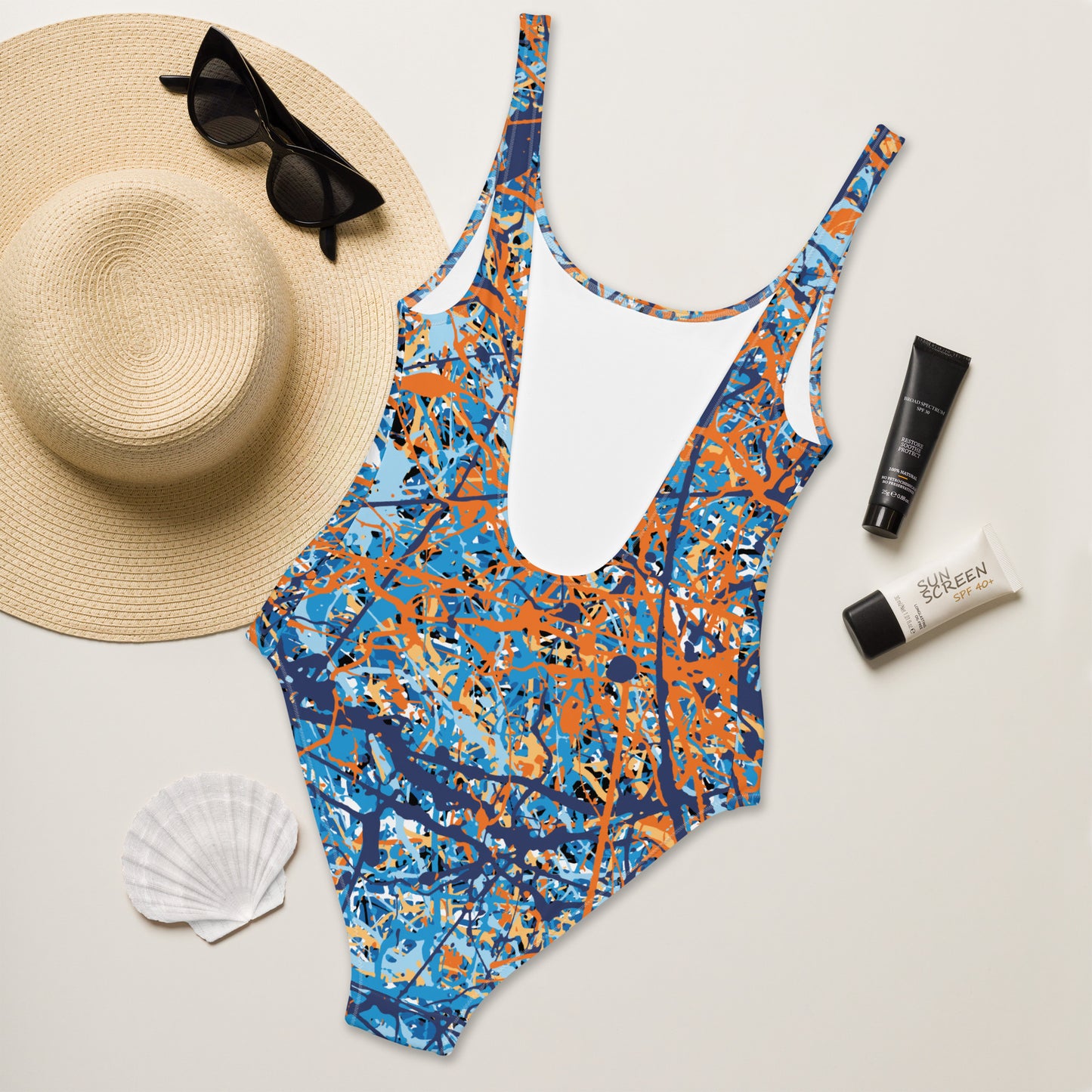 Women's One-Piece Swimsuit BlueOrange8 Plex