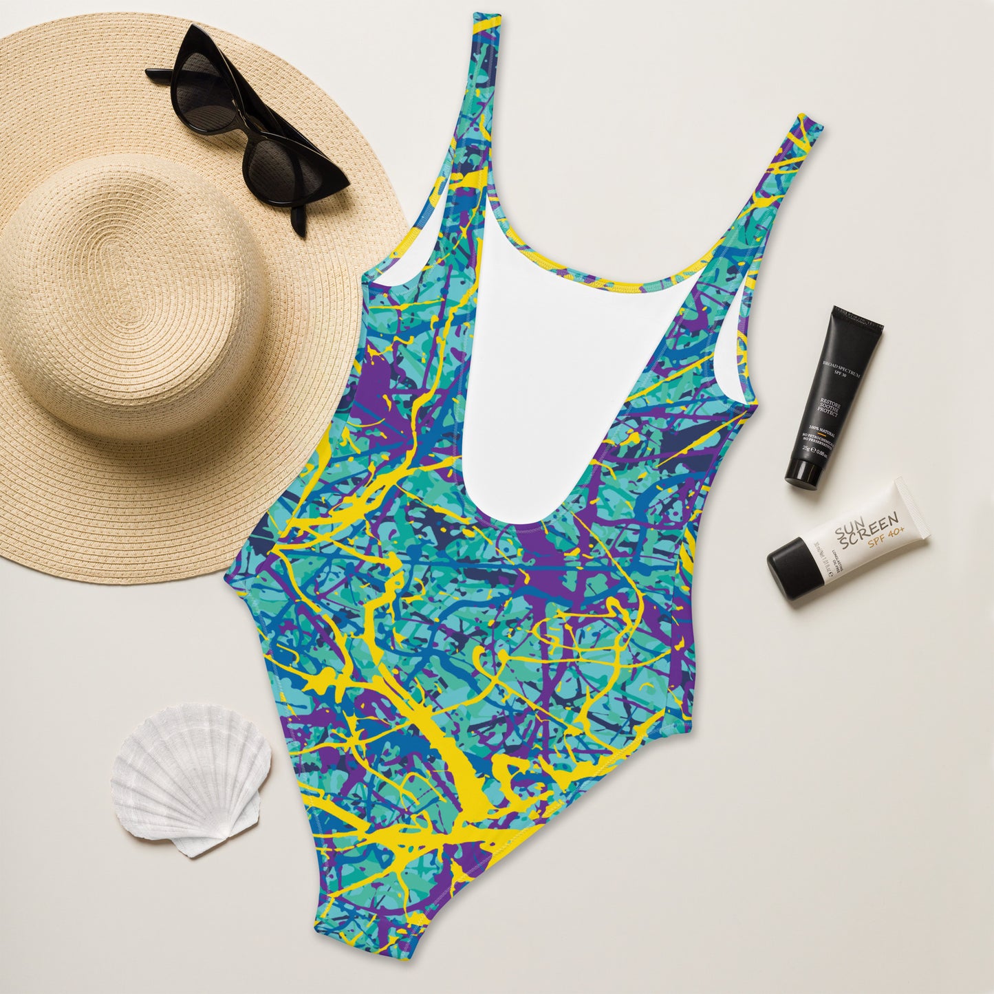 Women's One-Piece Swimsuit BlueYellow7 Plex