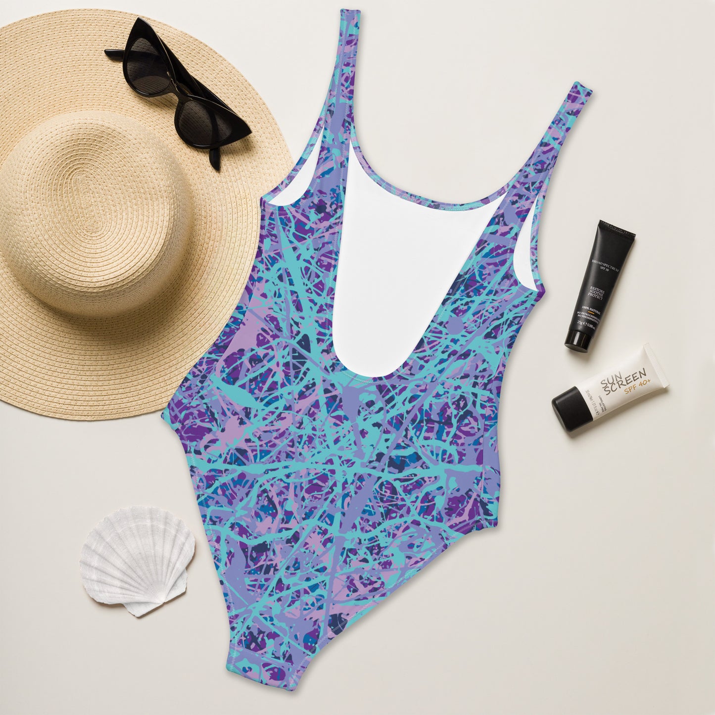 Women's One-Piece Swimsuit IcePurple8 Plex