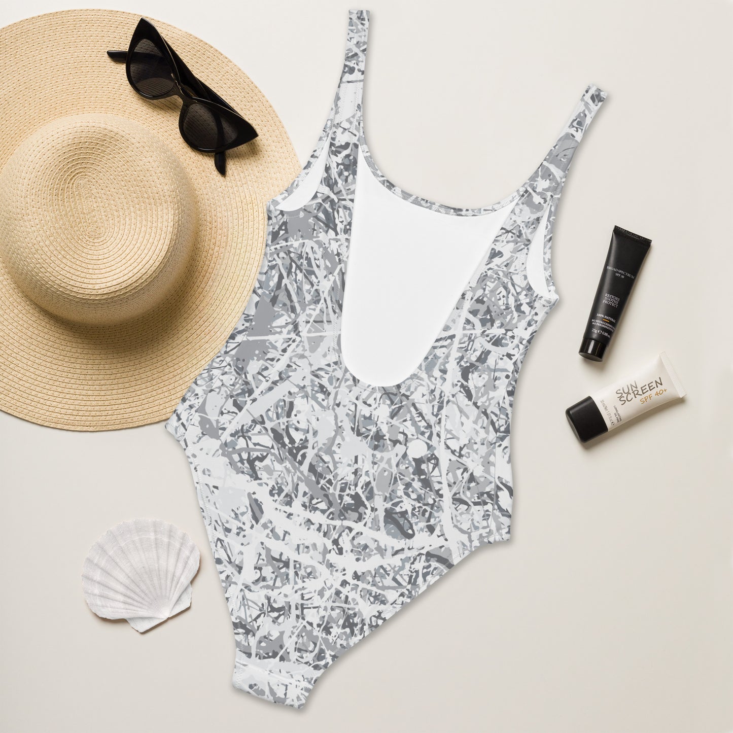 Women's One-Piece Swimsuit White10 Plex