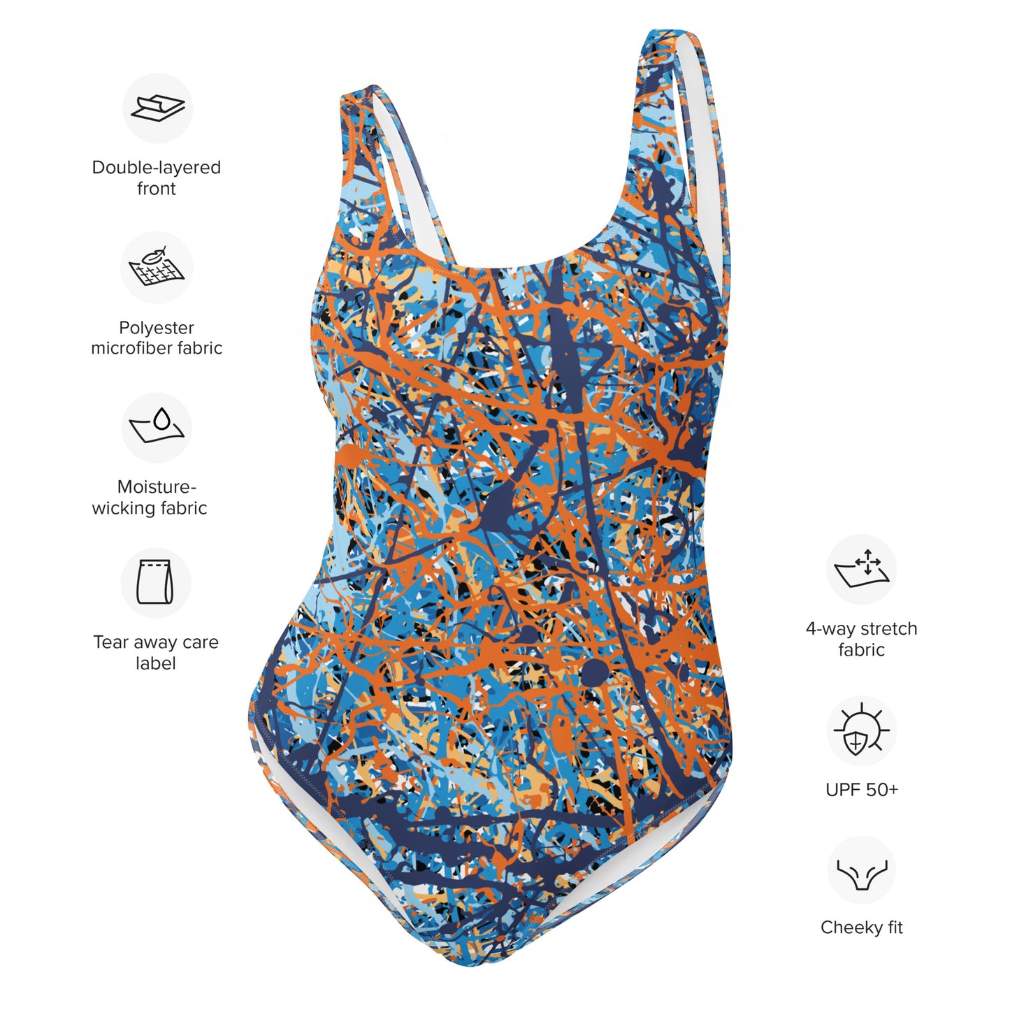 Women's One-Piece Swimsuit BlueOrange8 Plex