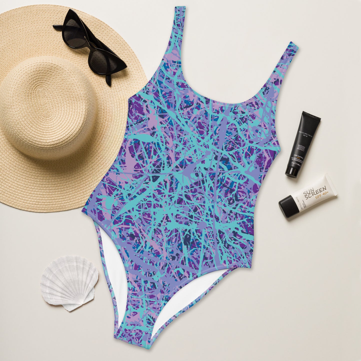 Women's One-Piece Swimsuit IcePurple8 Plex