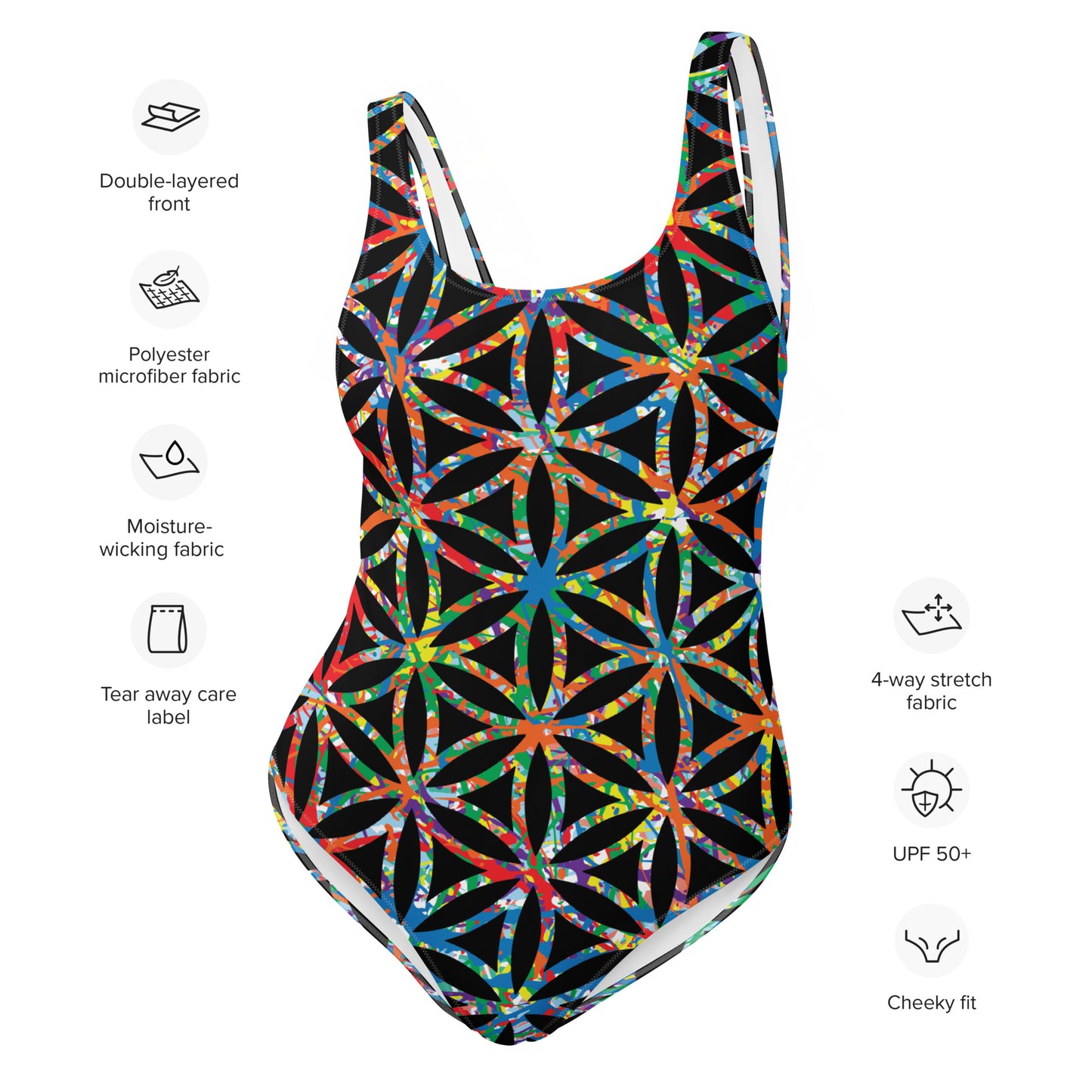 Women's One-Piece Swimsuit Plex1-10 Flower of Life-I