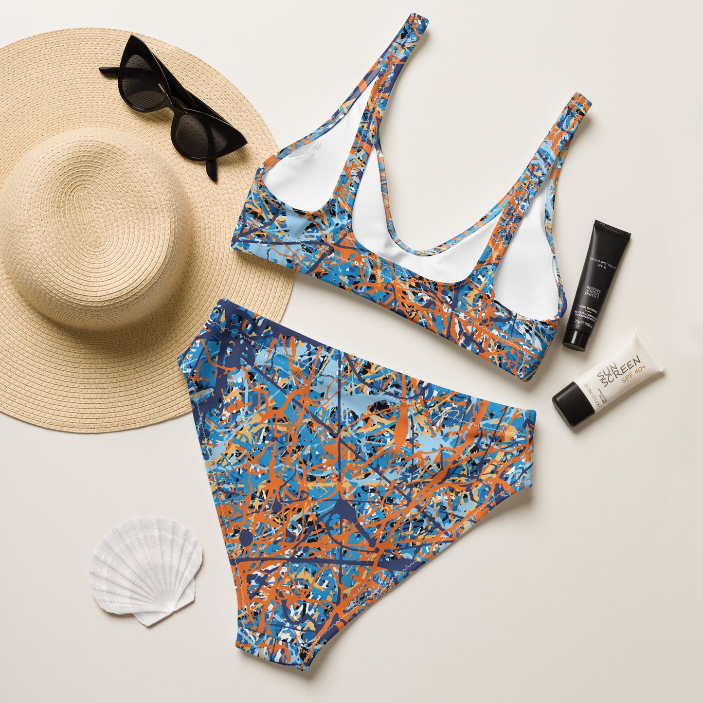 Women's High Waisted Bikini BlueOrange8 Plex