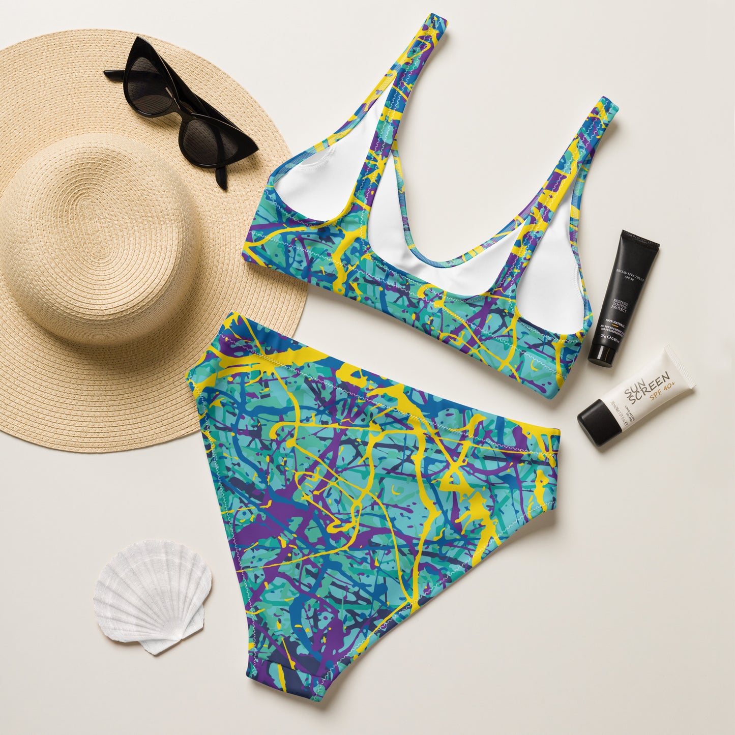 Women's High Waisted Bikini BlueYellow7 Plex