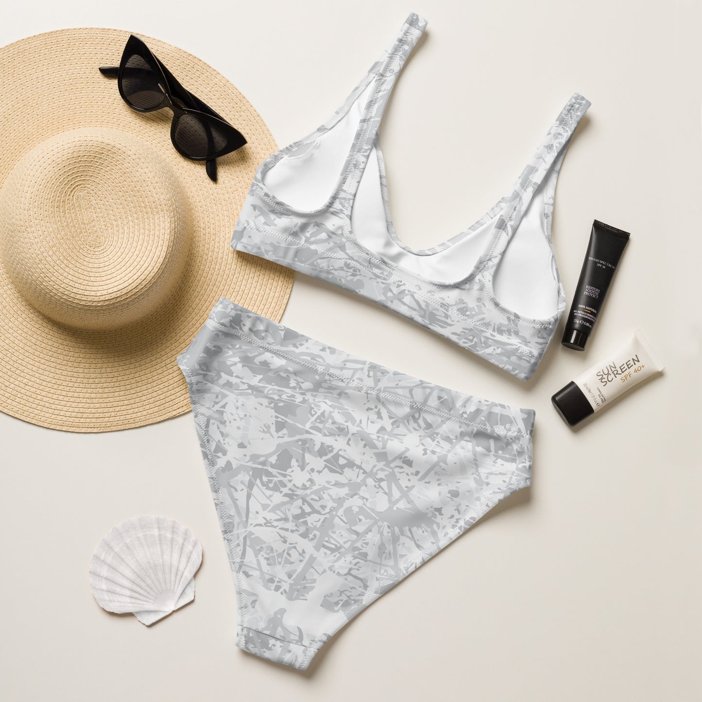 Women's High Waisted Bikini Light White10 Plex