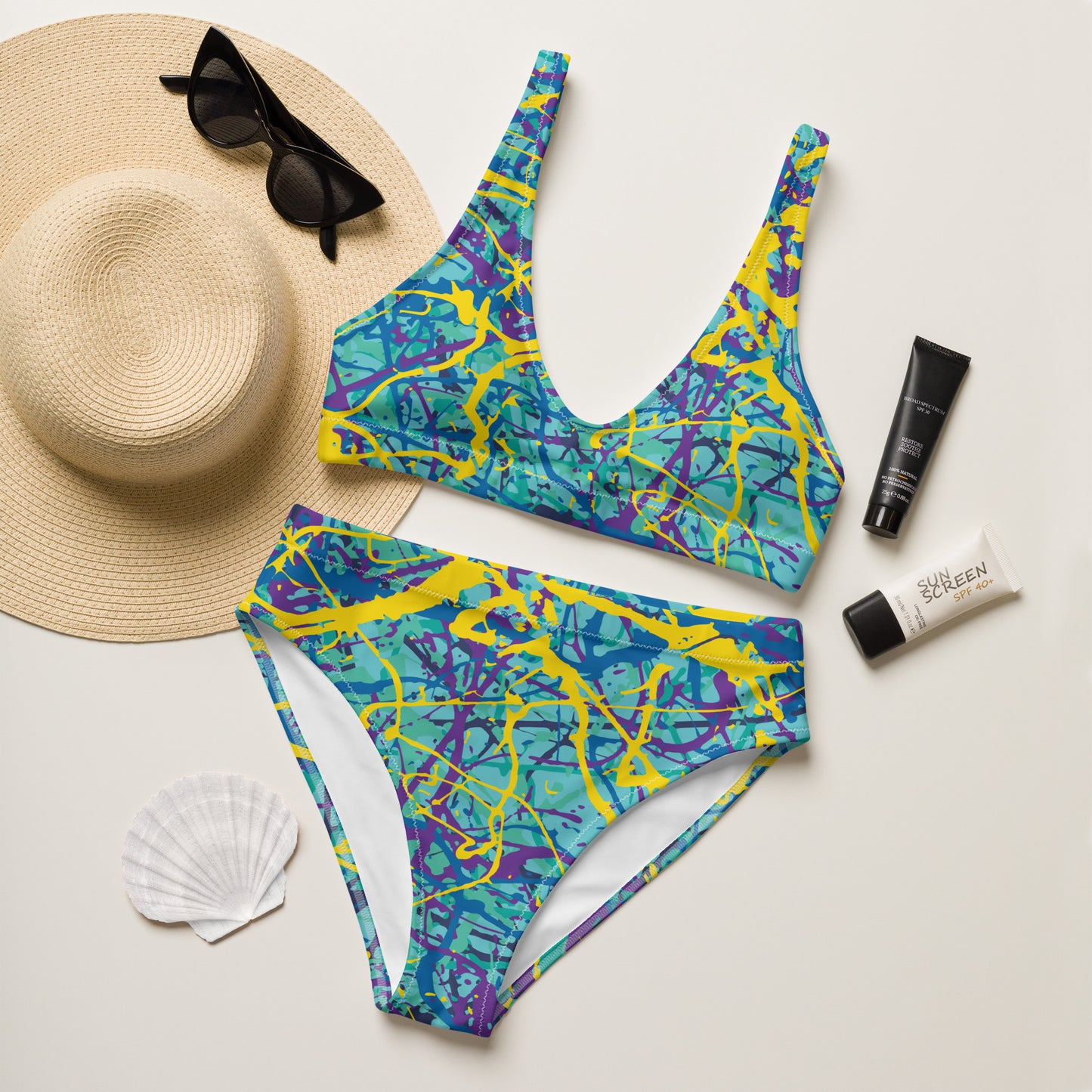 Women's High Waisted Bikini BlueYellow7 Plex