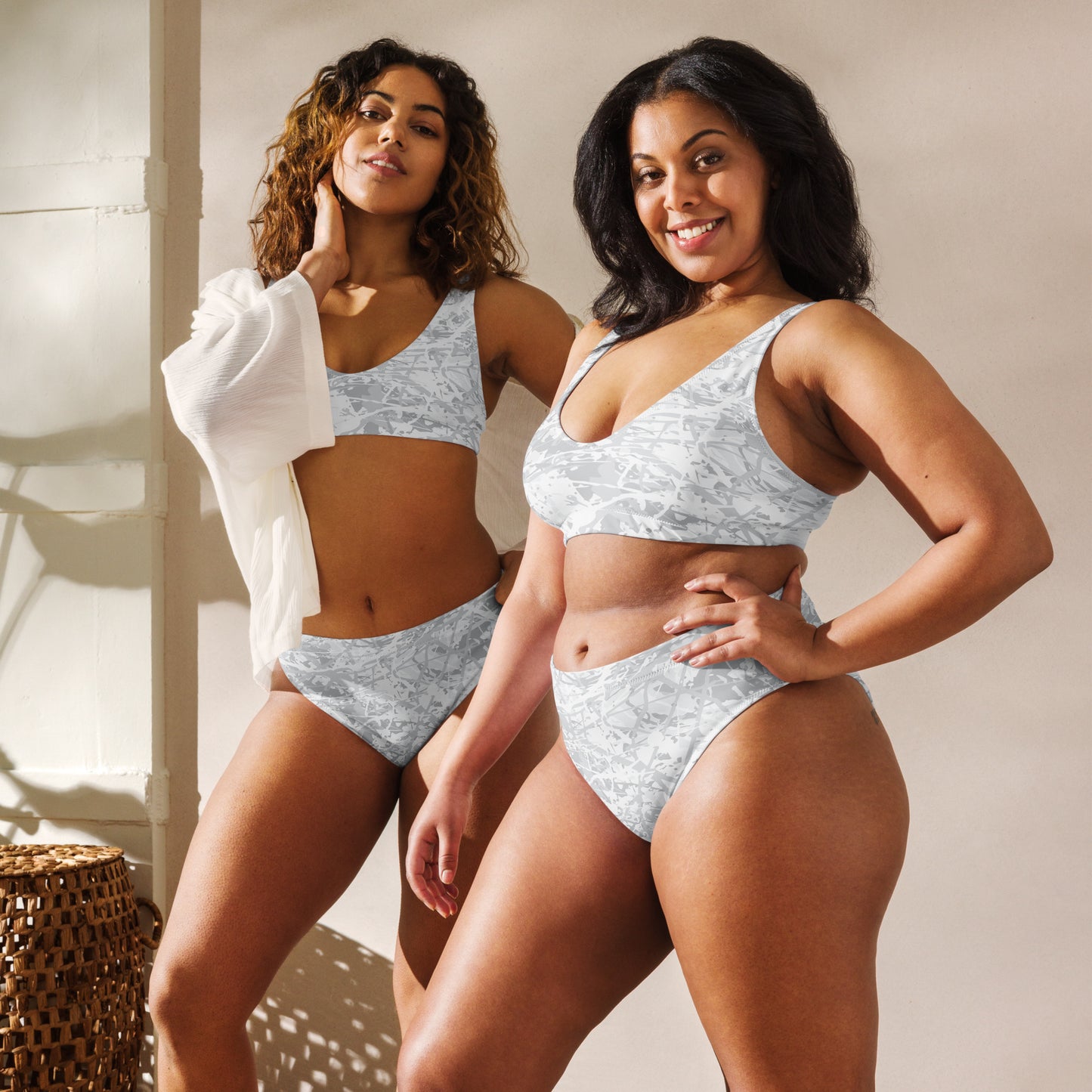 Women's High Waisted Bikini Light White10 Plex