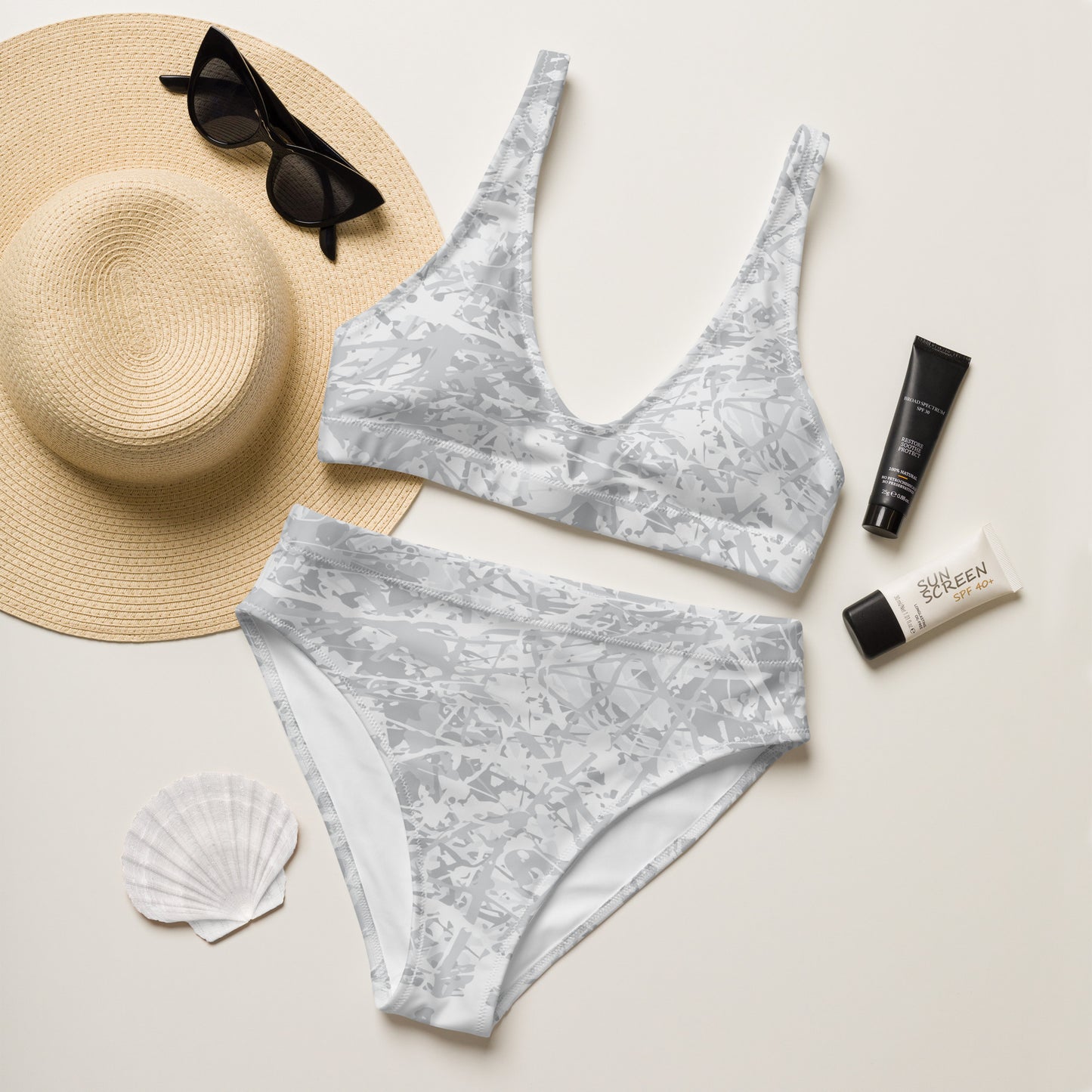 Women's High Waisted Bikini Light White10 Plex