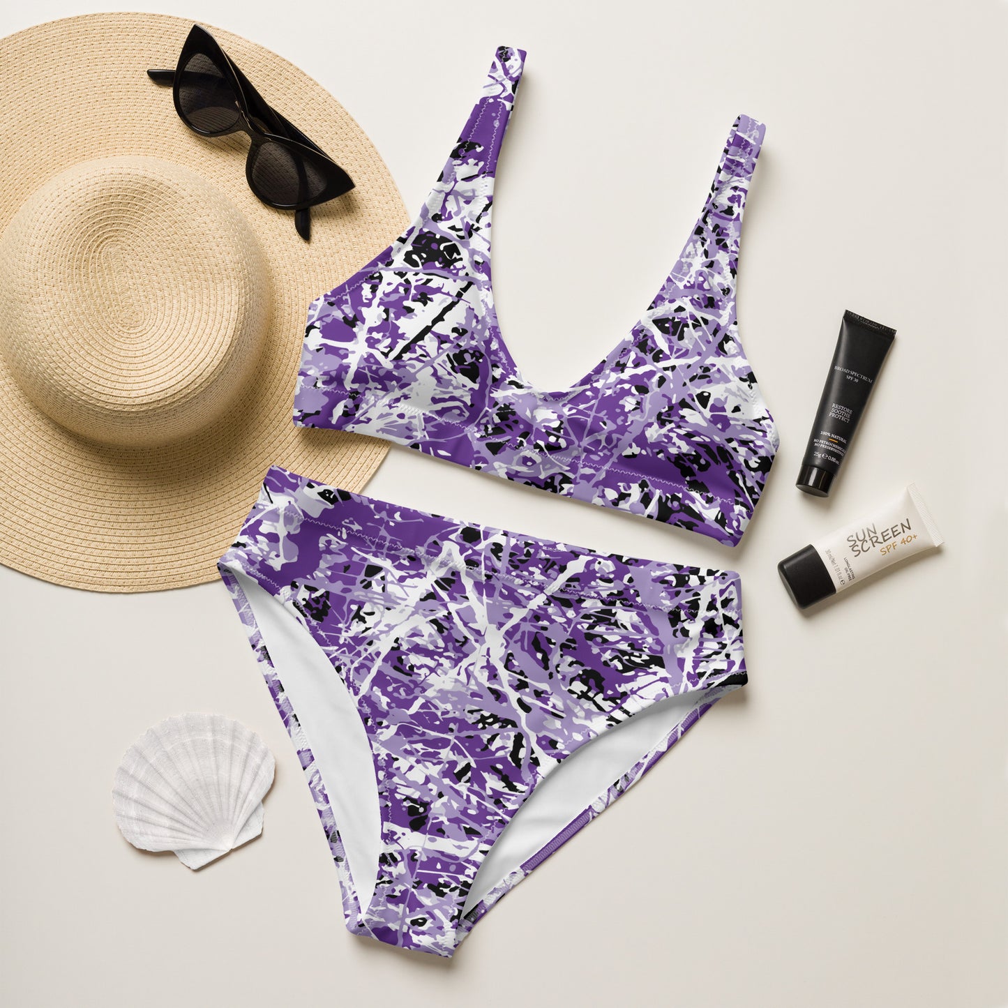 Women's High Waisted Bikini Purple5 Plex