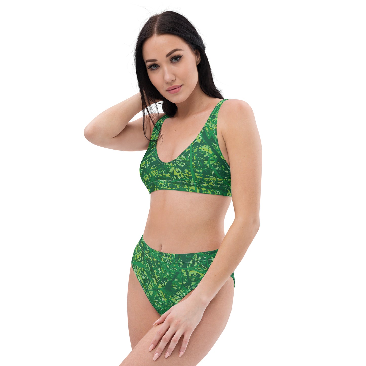 Women's High Waisted Bikini Green10 Plex