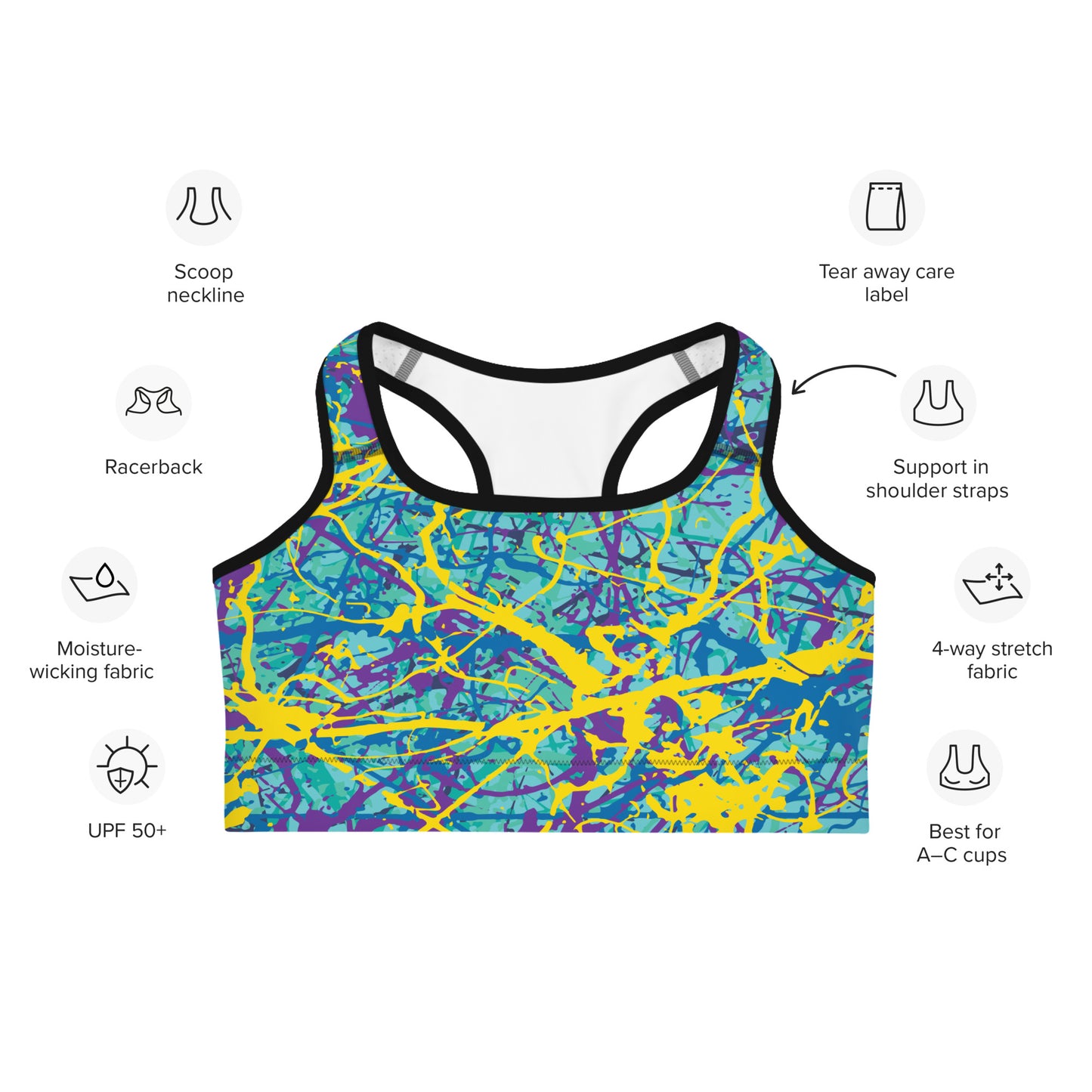 Women's Sports Bra BlueYellow7 Plex