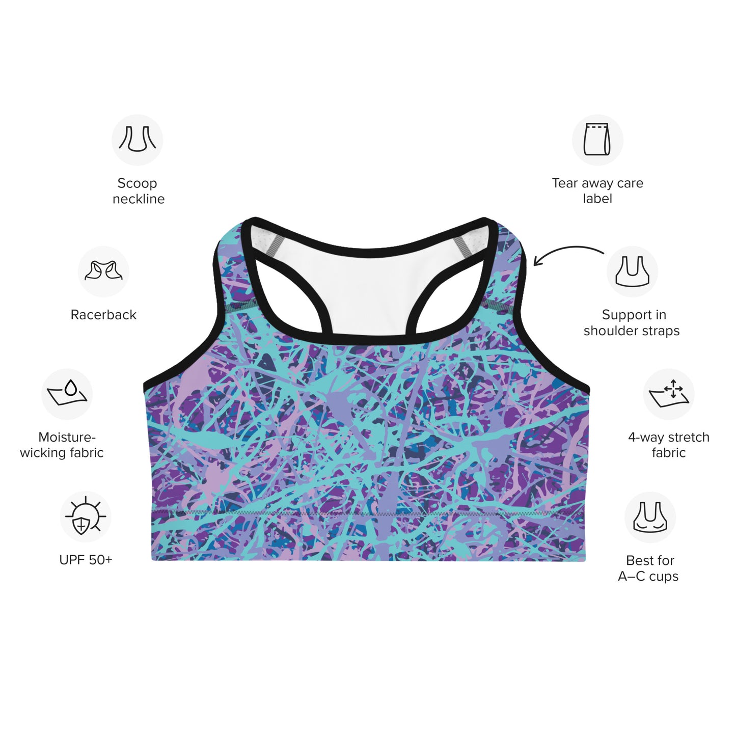 Women's Sports Bra IcePurple8 Plex