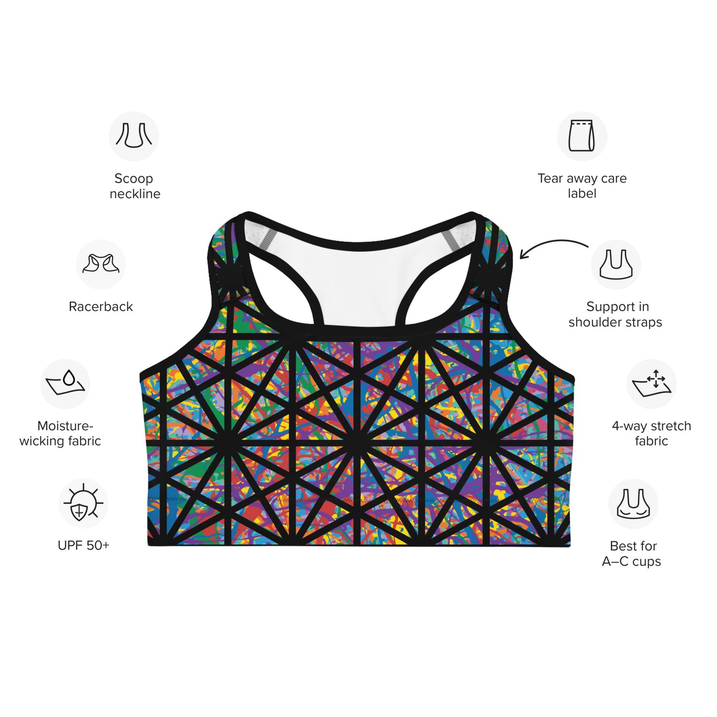 Women's Sports Bra Plex 7-10 Krisrhombille-O