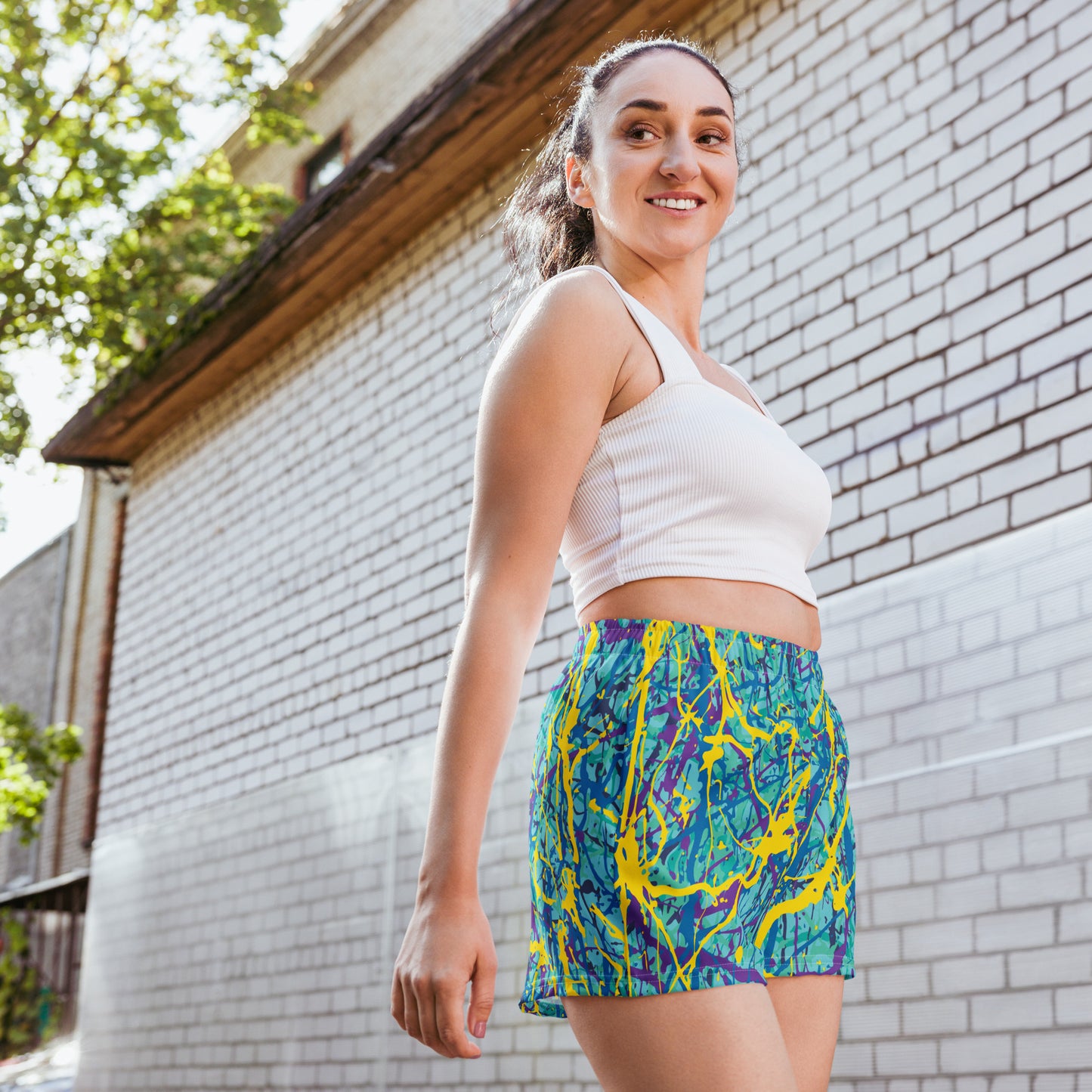 Women's Athletic Shorts BlueYellow7 Plex