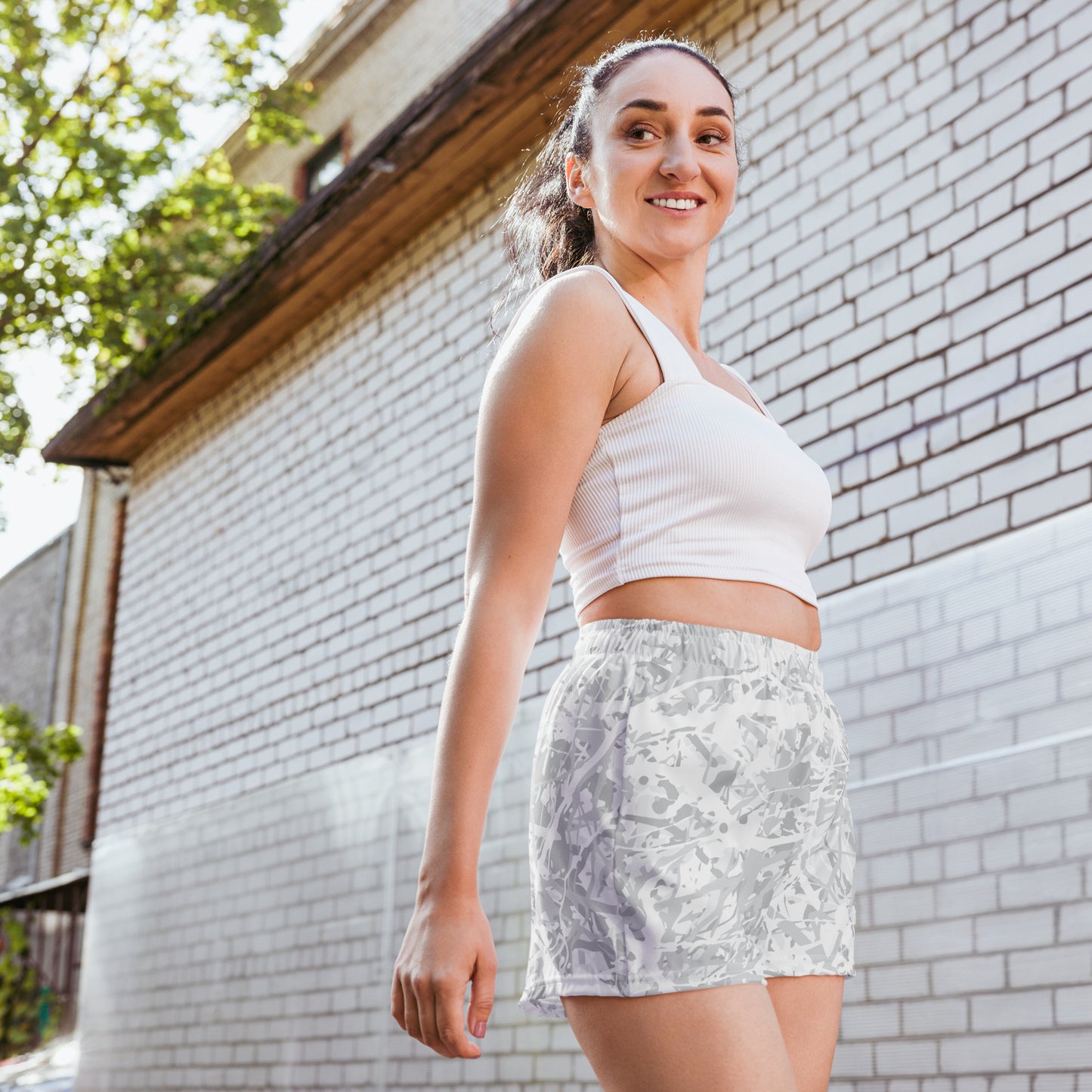Women's Athletic Shorts Light White10 Plex